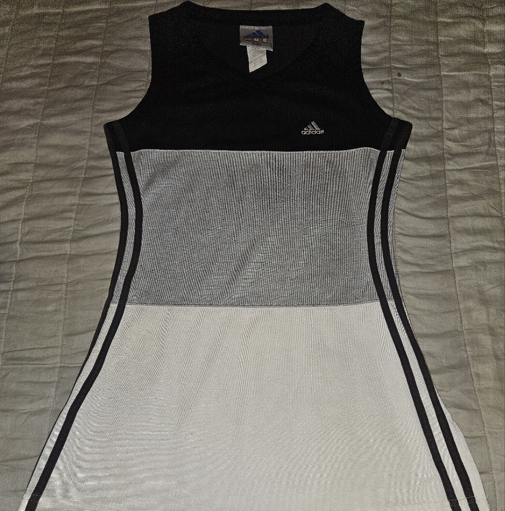 Adidas Black and Gray Sleeveless Athletic Sheath Dress
